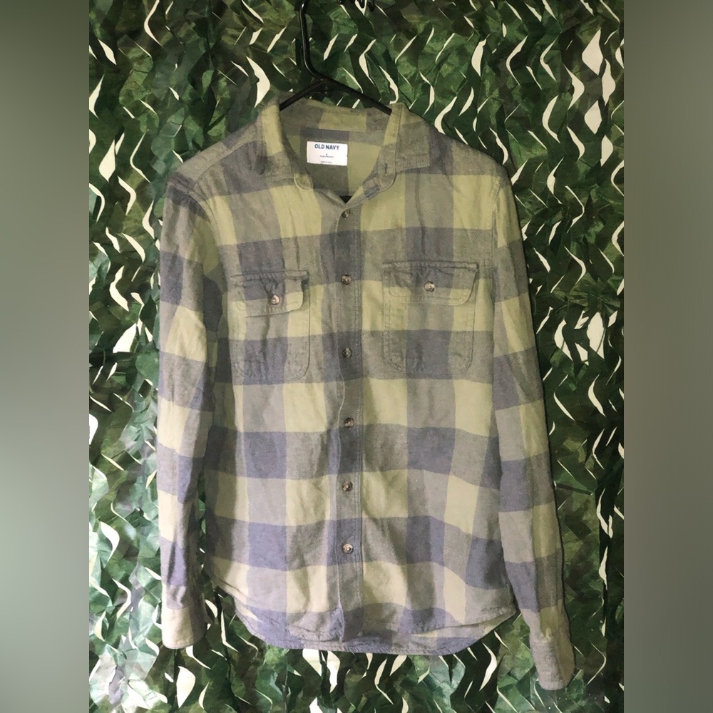 Old Navy Olive and Charcoal Checkered Jacket